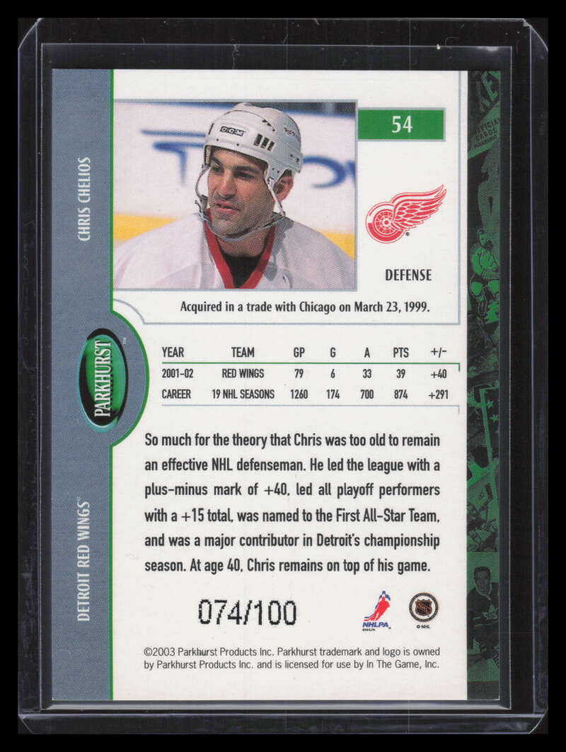 2002-03 Parkhurst Bronze 54 Chris Chelios 74/100