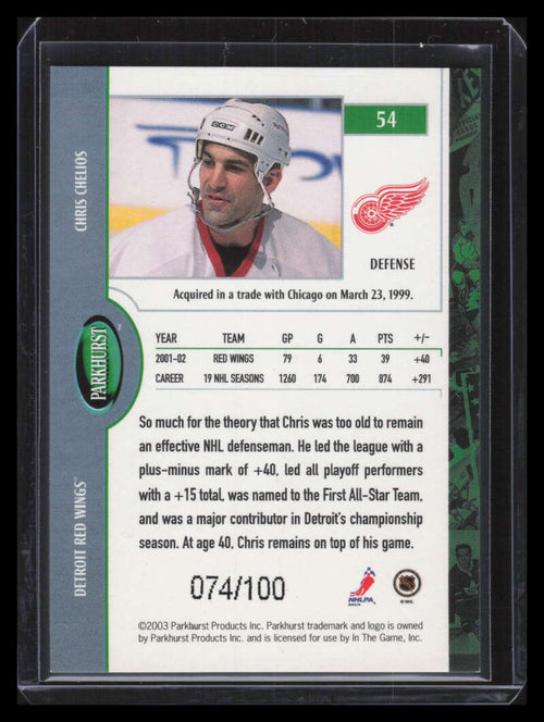 2002-03 Parkhurst Bronze 54 Chris Chelios 74/100