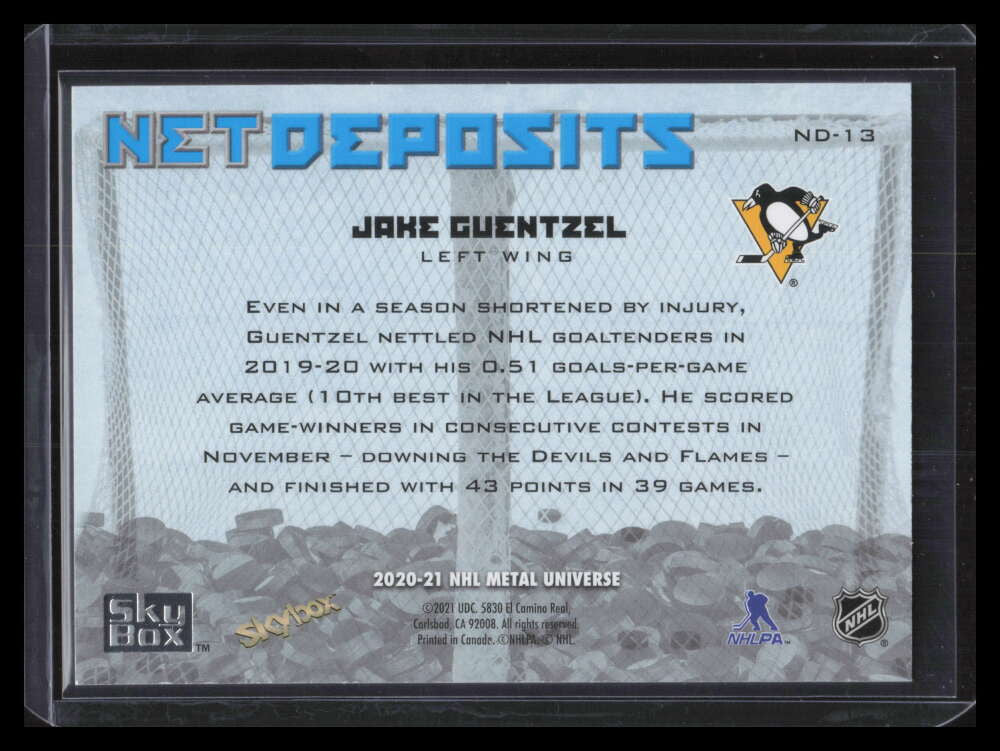 2020-21 Metal Universe Net Deposits Gold nd13 Jake Guentzel 25/25