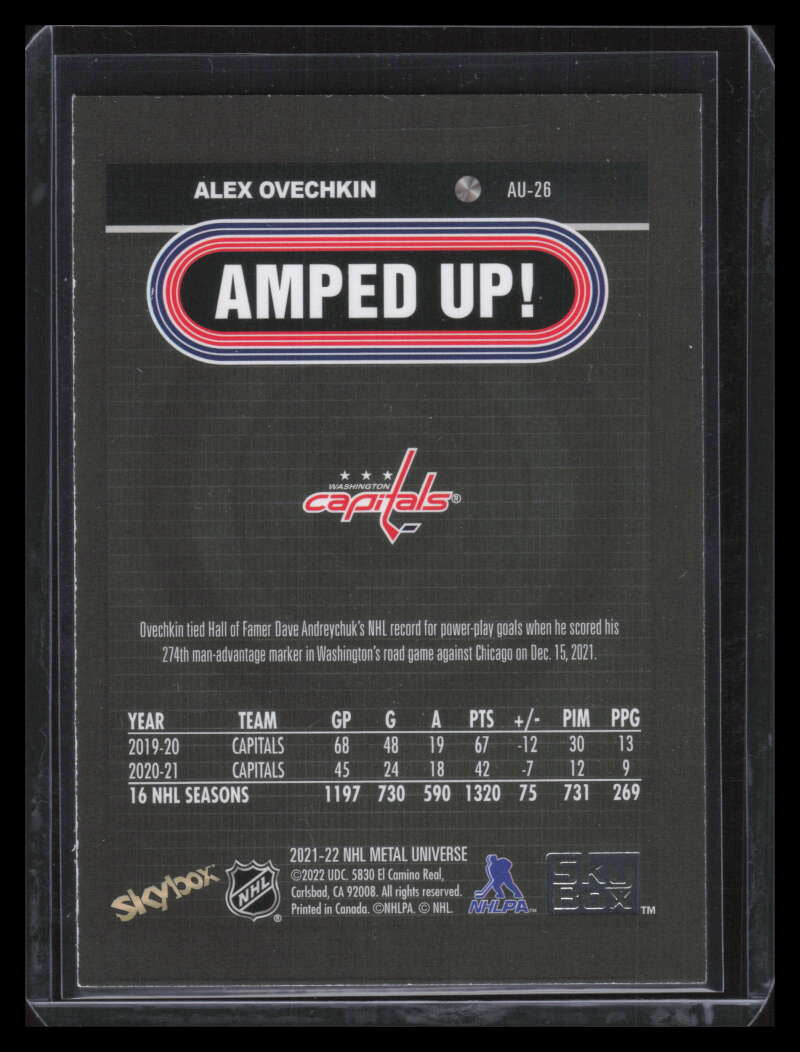2021-22 Metal Universe Amped Up Gold au26 Alex Ovechkin 11/11