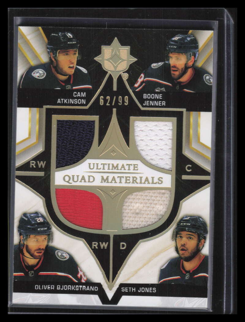 2020-21 Ultimate Jenner Seth Jones Cam Atkinson Bjorkstrand Quad Jersey 62/99