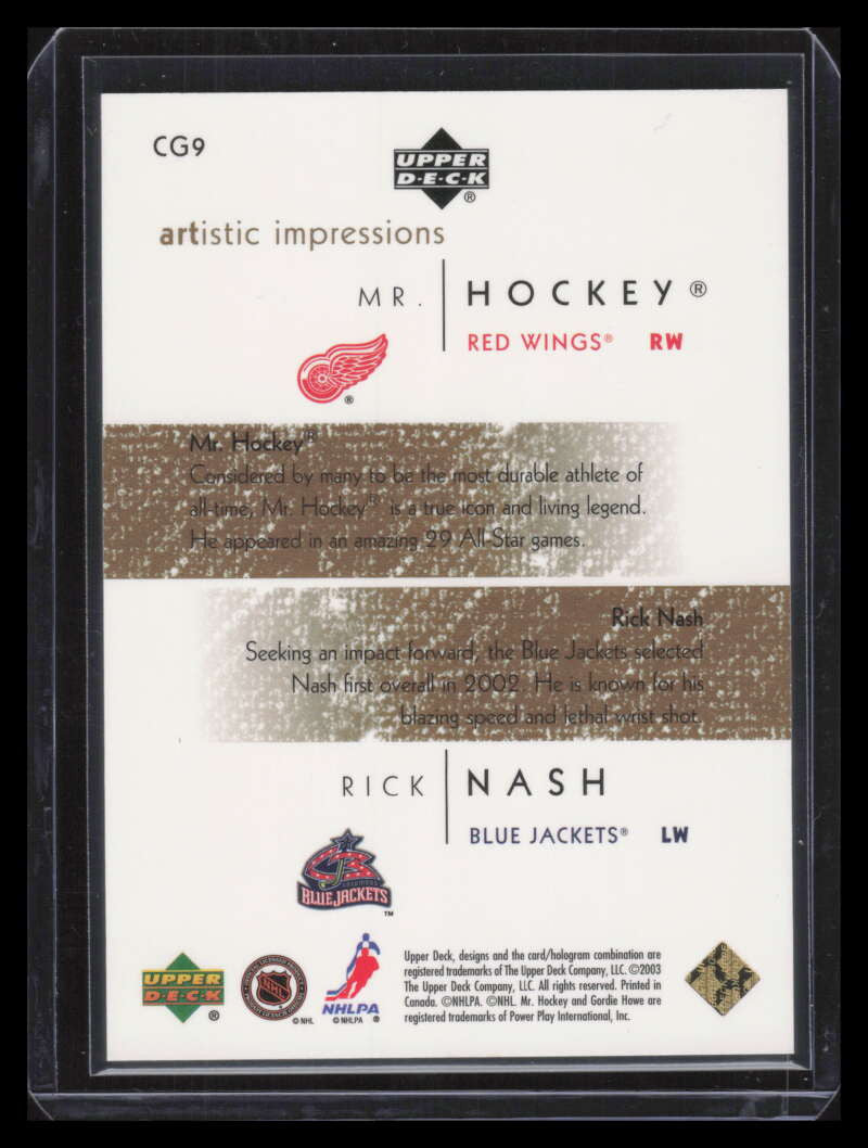 2002-03 UD Artistic Impressions Common Ground Gold Howe Rick Nash Rookie 23/75
