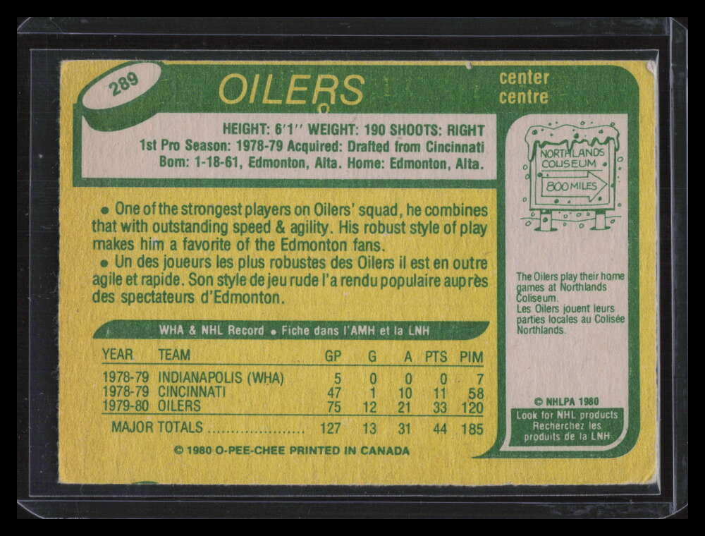 1980-81 O-Pee-Chee 289 Mark Messier UER Rookie