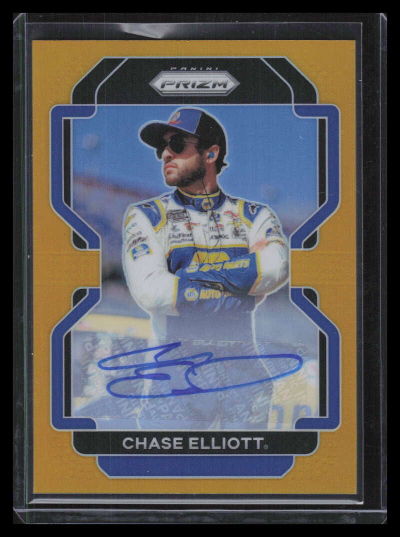 2022 Panini Prizm Signatures Prizms Gold Refractor 59 Chase Elliott Auto 3/10