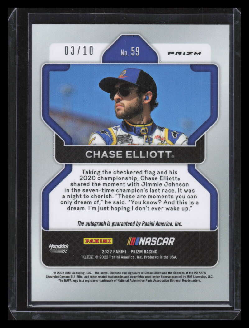 2022 Panini Prizm Signatures Prizms Gold Refractor 59 Chase Elliott Auto 3/10