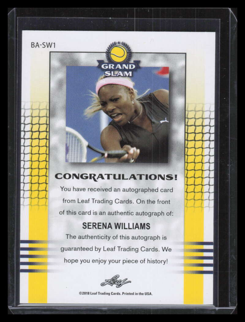 2018 Leaf Grand Slam Tennis Autographs Silver basw1 Serena Williams Auto 11/15