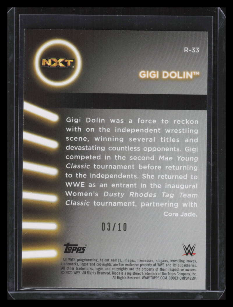 2021 Topps WWE Women's Division Roster Gold r33 Gigi Dolin Rookie 3/10