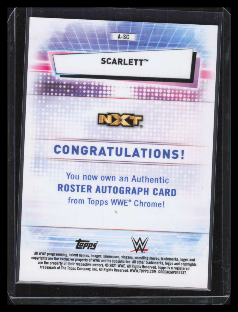 2021 Topps Chrome WWE Autographs Red Refractor ASC Scarlett Auto 3/5