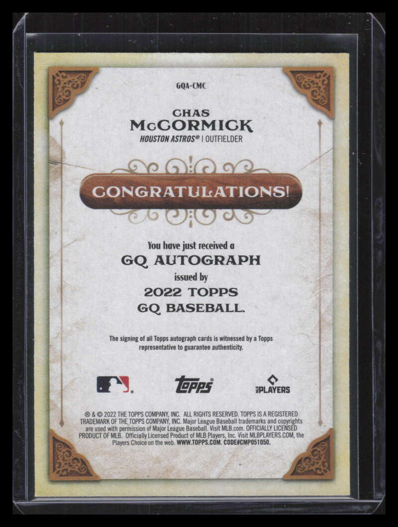 2022 Topps Gypsy Queen Autographs GQACMC Chas McCormick Rookie Auto