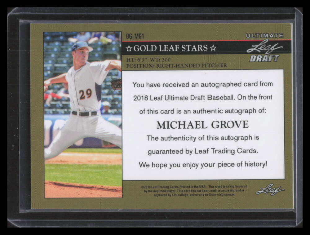 DELETE 135638 2018 Leaf Ultimate Draft '92 Leaf bgmg1 Michael Grove Rookie Auto