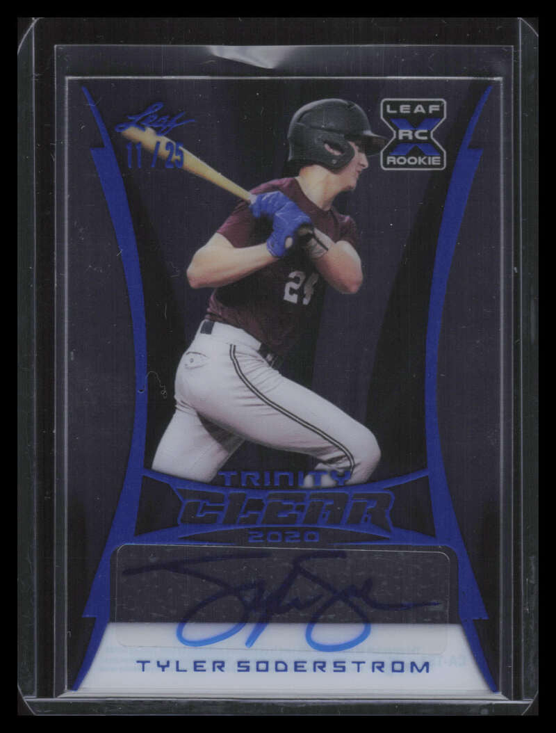 2020 Leaf Trinity Clear Autographs Platinum Tyler Soderstrom Rookie Auto 11/25