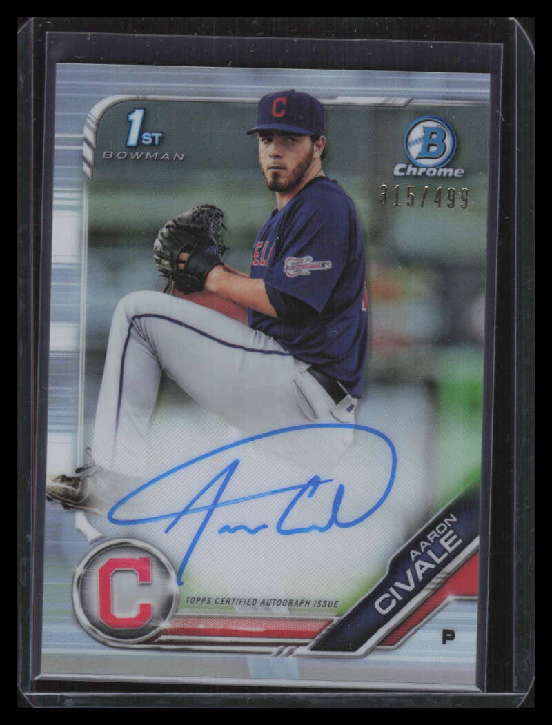 2019 Bowman Chrome Autographs Refractor CPAAC Aaron Civale Rookie Auto 315/499