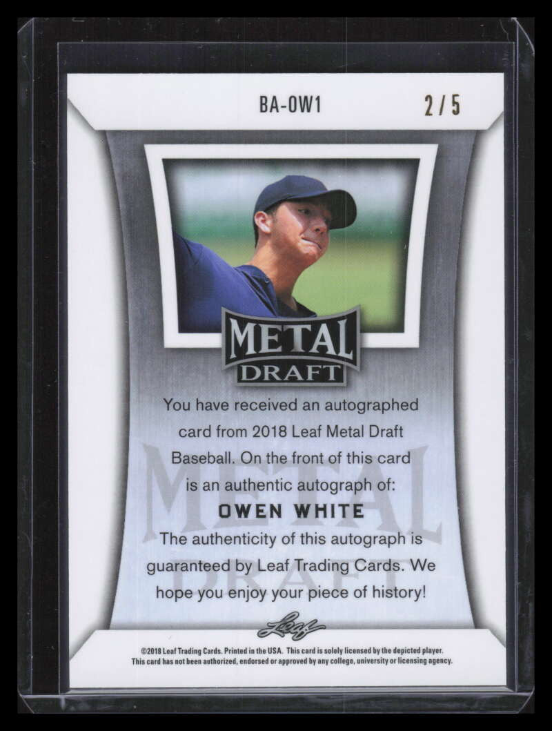 DELETE 135661 2018 Leaf Metal Draft Red baow1 Owen White Rookie Auto 2/5