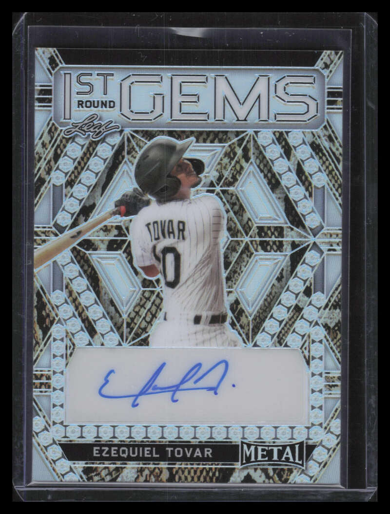 DELETE 135673 2022 Leaf Metal Draft 1st Round Gems Snakeskin Exequiel Tovar Rookie Auto 1/1