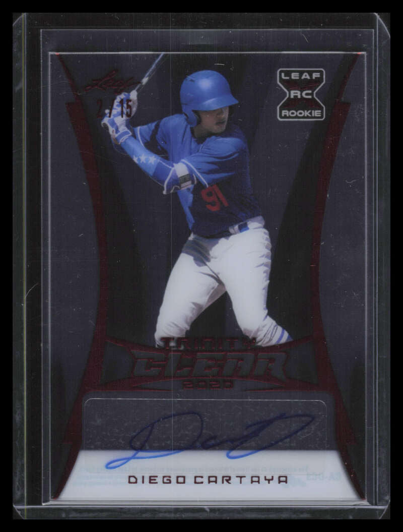 DELETE 135675 2020 Leaf Trinity Clear Autographs Red cadc3 Diego Cartaya Arookie Auto 2/15