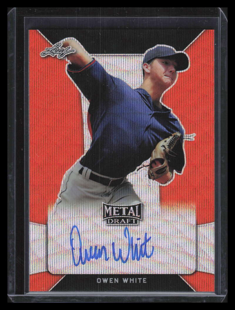 DELETE 135676 2018 Leaf Metal Draft Orange Wave baow1 Owen White Rookie Auto 1/3