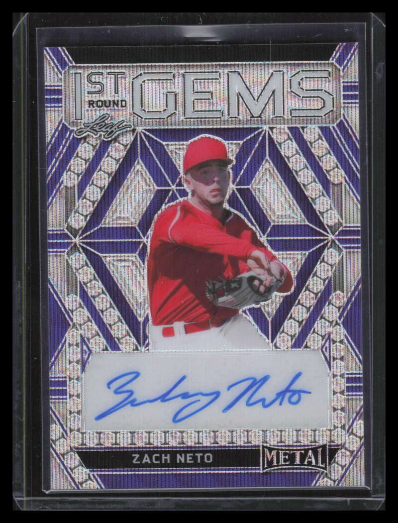 DELETE 135683 2022 Leaf Metal Draft 1st Round Gems Purple Wave rgzn1 Zach Neto Rookie Auto 2/4