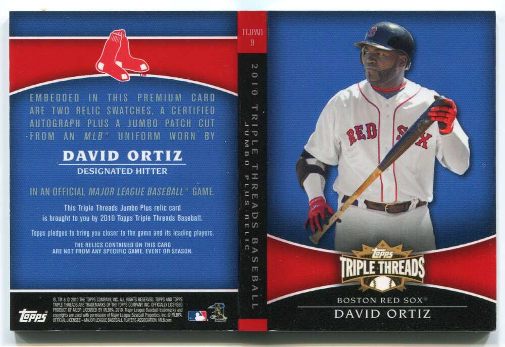 2010 Topps Triple Threads Autographs David Ortiz Jumbo Sox Logo Patch Auto 1/3