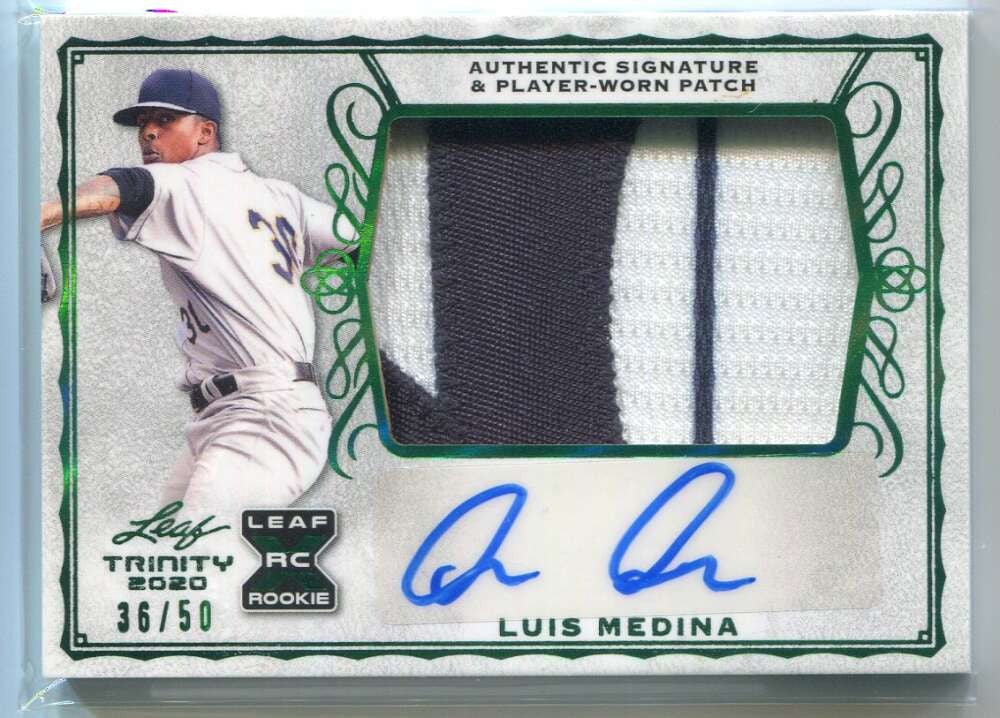 DELETE 135732 2020 Leaf Trinity Autographs Green Spectrum Luis Medina Rookie Patch Auto 36/50