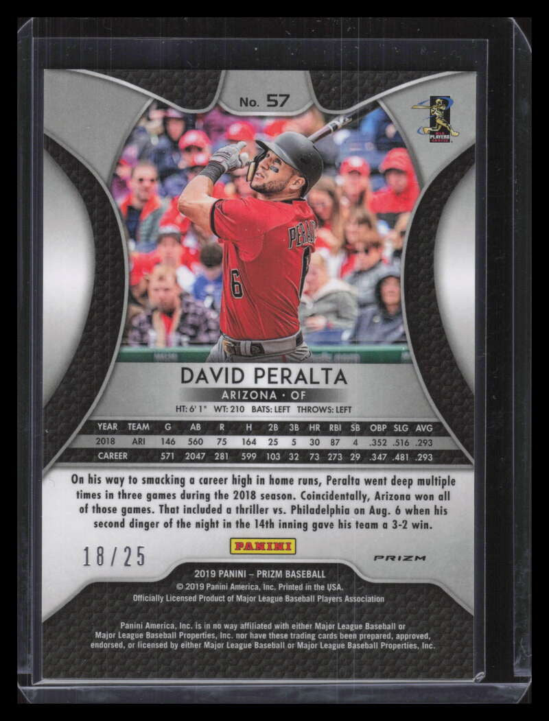 2019 Panini Prizm Prizms Burgandy Shimmer Refractor 57 David Peralta 18/25