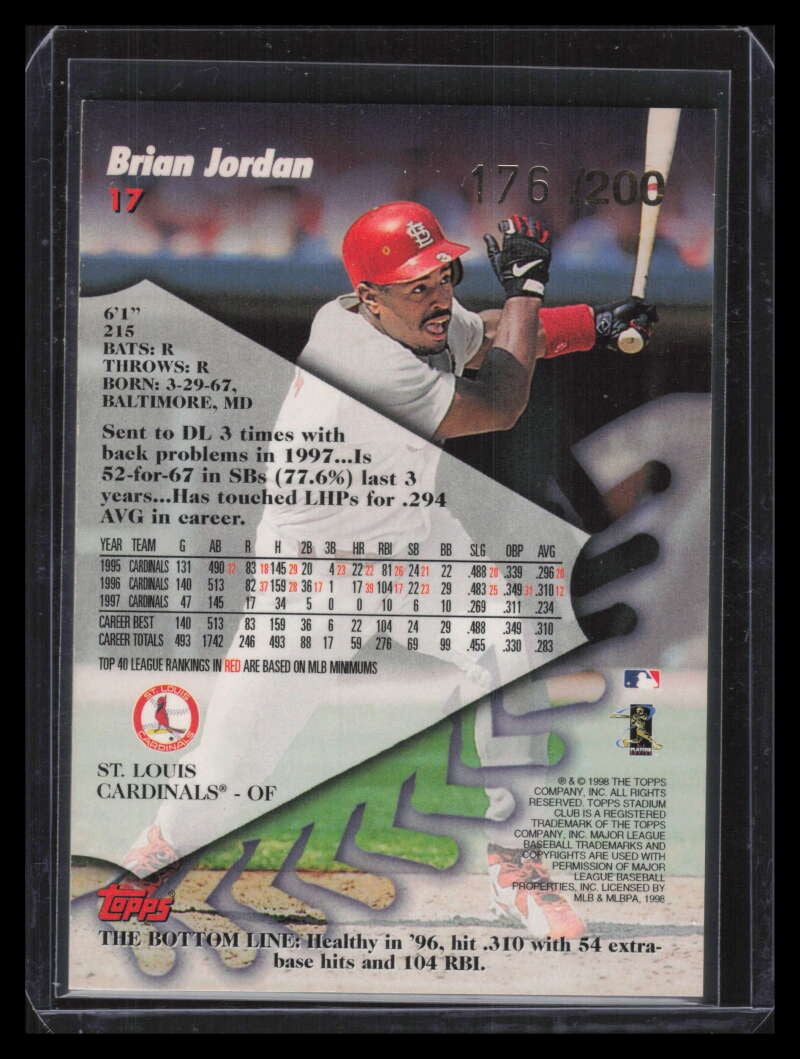 1998 Stadium Club First Day Issue 17 Brian Jordan 176/200