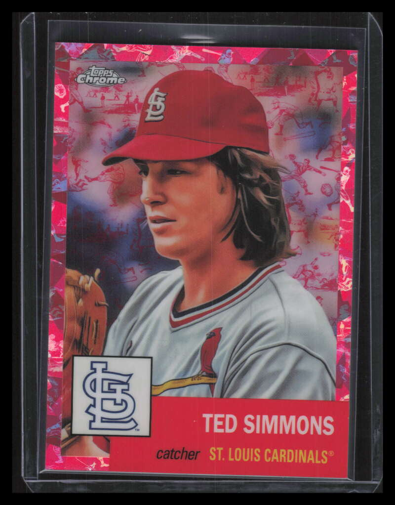 2022 Topps Chrome Platinum Toile Fuchsia Atomic Refractor 70 Ted Simmons 71/100