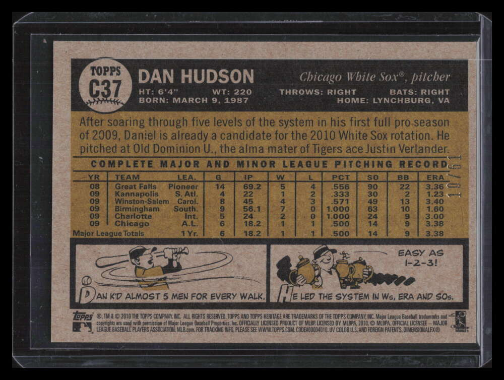 2010 Topps Heritage Chrome Black Refractor c37 Daniel Hudson Rookie 10/61