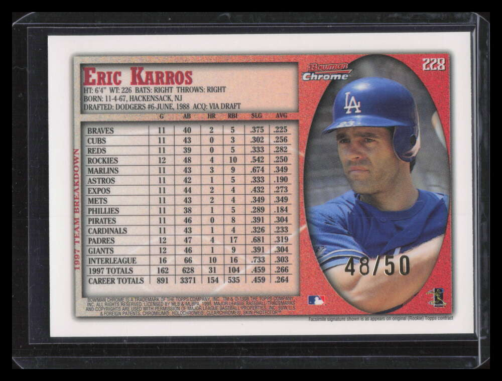 1998 Bowman Chrome Golden Anniversary 228 Eric Karros 48/50
