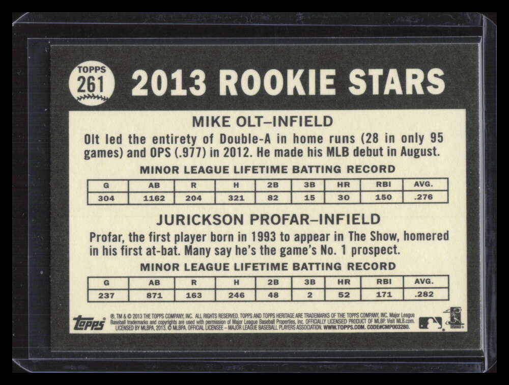 2013 Topps Heritage Venezuelan 261 Mike Olt Jurickson Profar Rookie