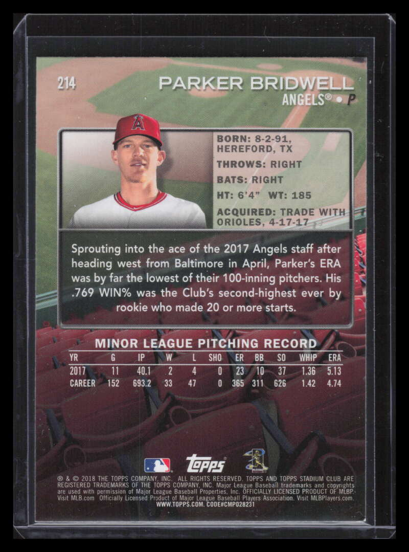 2018 Stadium Club First Day Issue 214 Parker Bridwell Rookie /10