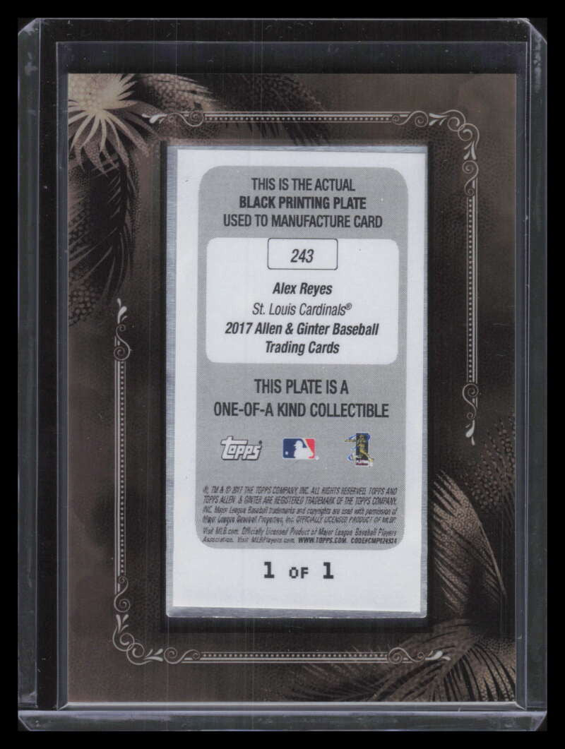 2017 Topps Allen and Ginter Framed Mini Printing Plate 243 Alex Reyes Rookie 1/1