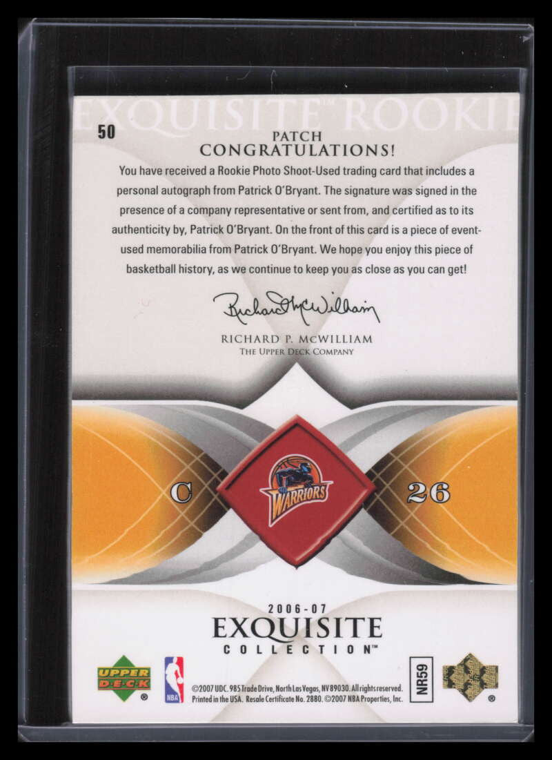 2006-07 Exquisite Collection 50 Patrick O'Bryant Rookie Patch Auto 112/225