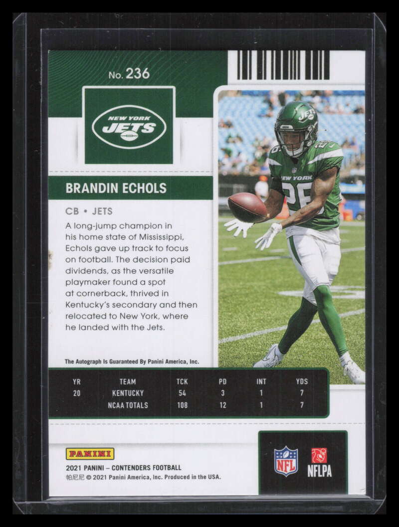 2021 Panini Contenders Cracked Ice Ticket 236 Brandin Echols Rookie Auto 21/21