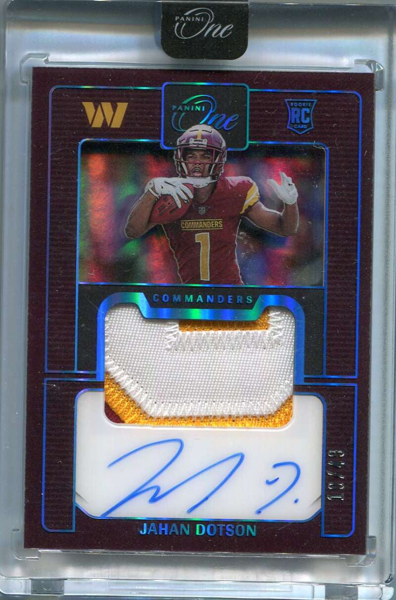 2022 Panini One Blue 126 Jahan Dotson Rookie Patch Auto 19/49