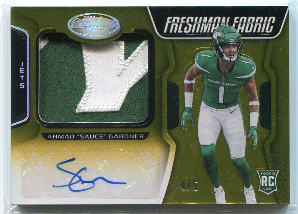 2022 Certified Mirror Gold Etch 227 Ahmad Sauce Gardner Rookie Patch Auto 4/5