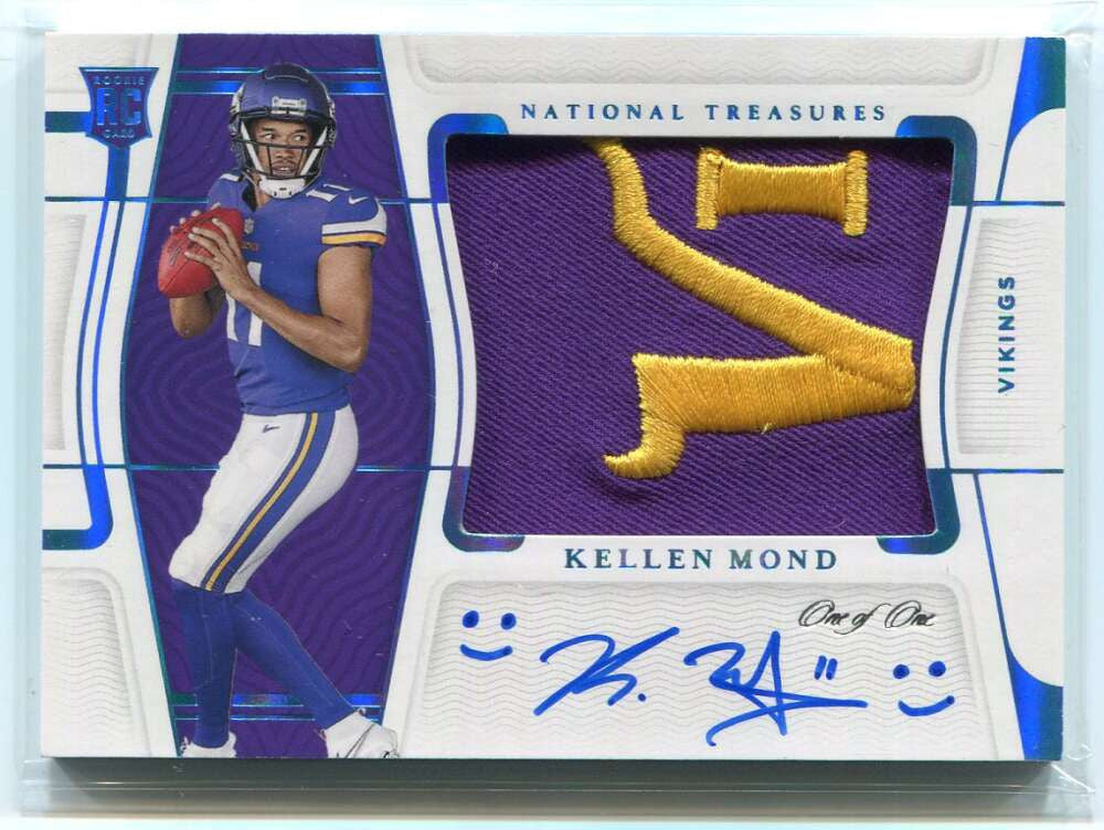 2021 Panini National Treasures Material Blue Kellen Mond Rookie Patch Auto 1/1