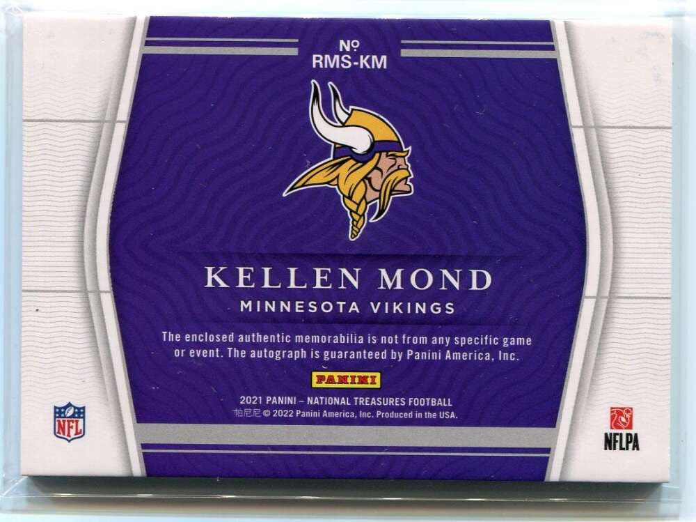 2021 Panini National Treasures Material Blue Kellen Mond Rookie Patch Auto 1/1