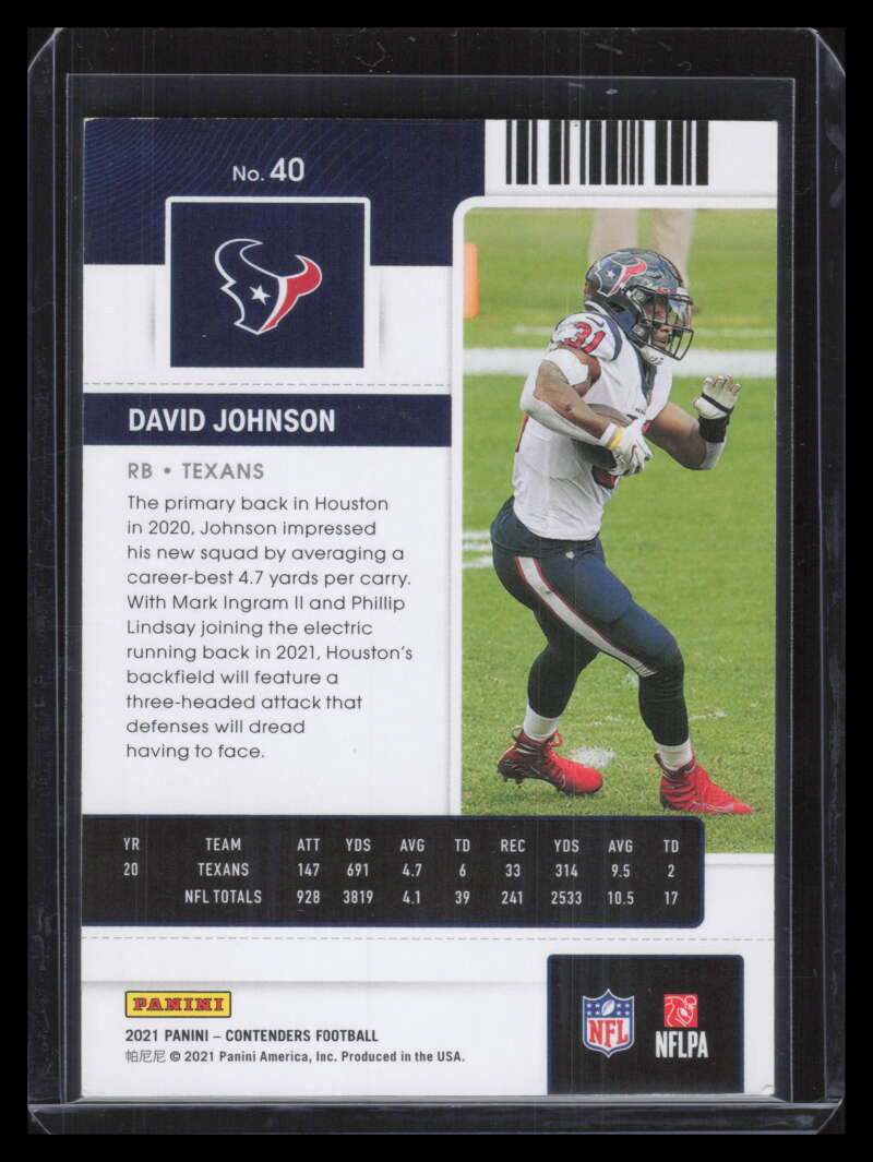 2021 Panini Contenders Cracked Ice 40 David Johnson 14/21