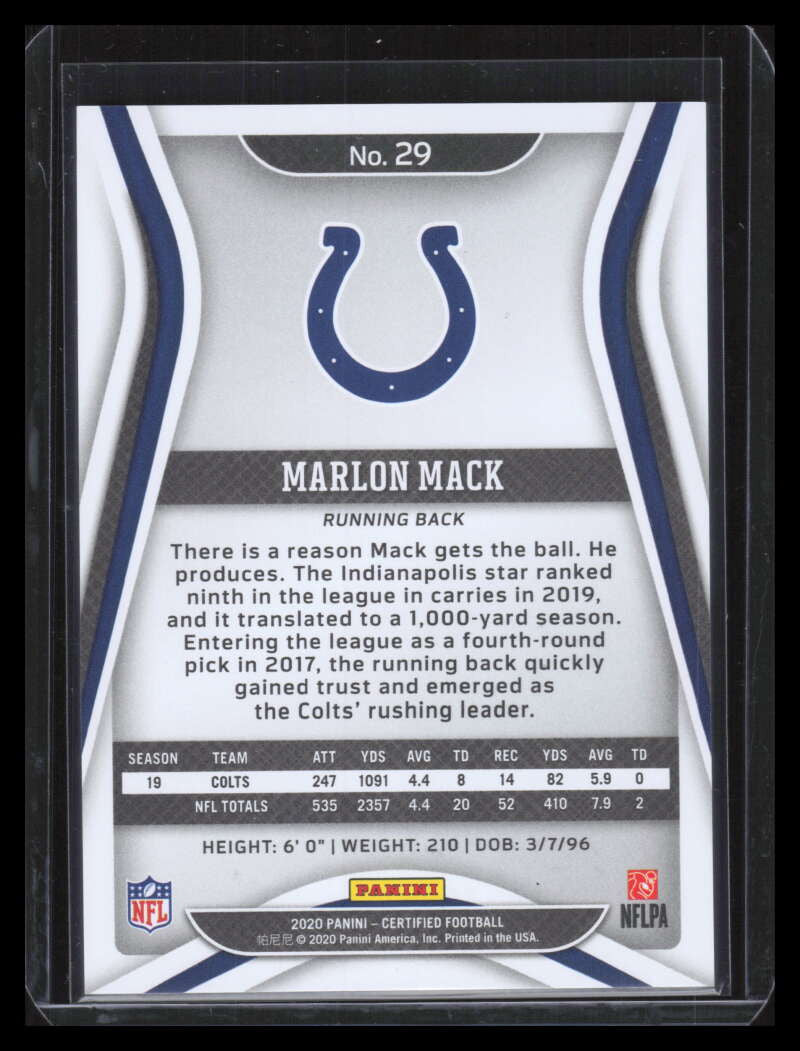 2020 Certified Mirror Green 29 Marlon Mack 3/5