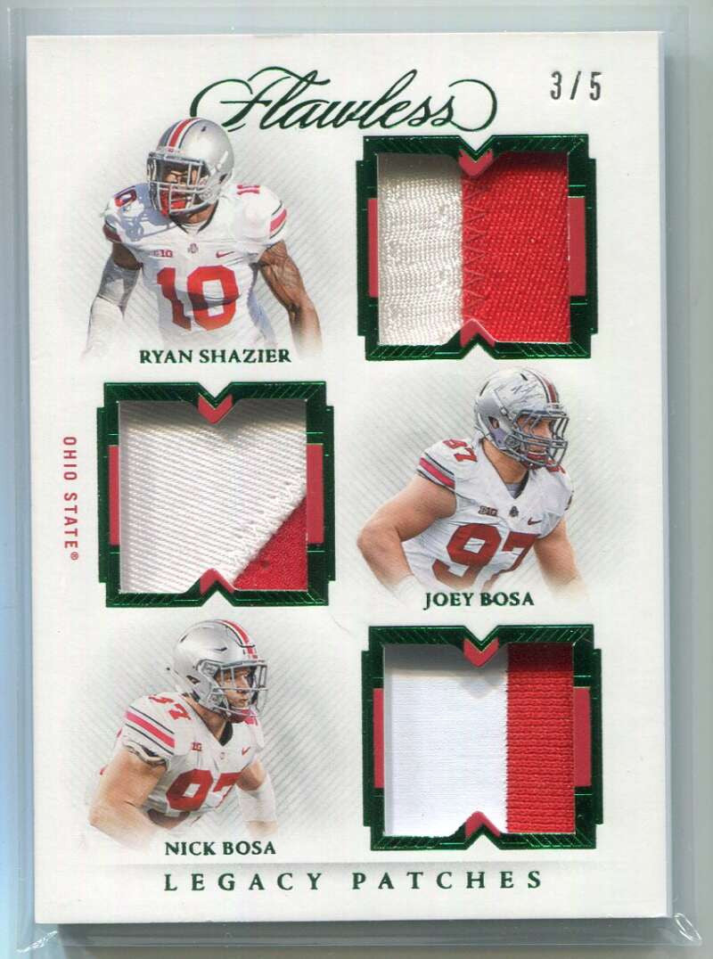 2022 Flawless Collegiate Legacy Emerald Shazier Joey Nick Bosa Triple Patch 3/5