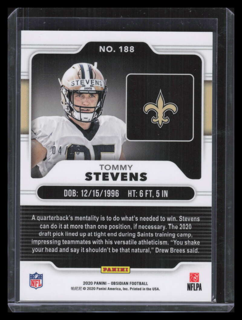 2020 Panini Obsidian Electric Etch Purple Flood 188 Tommy Stevens Rookie 4/16