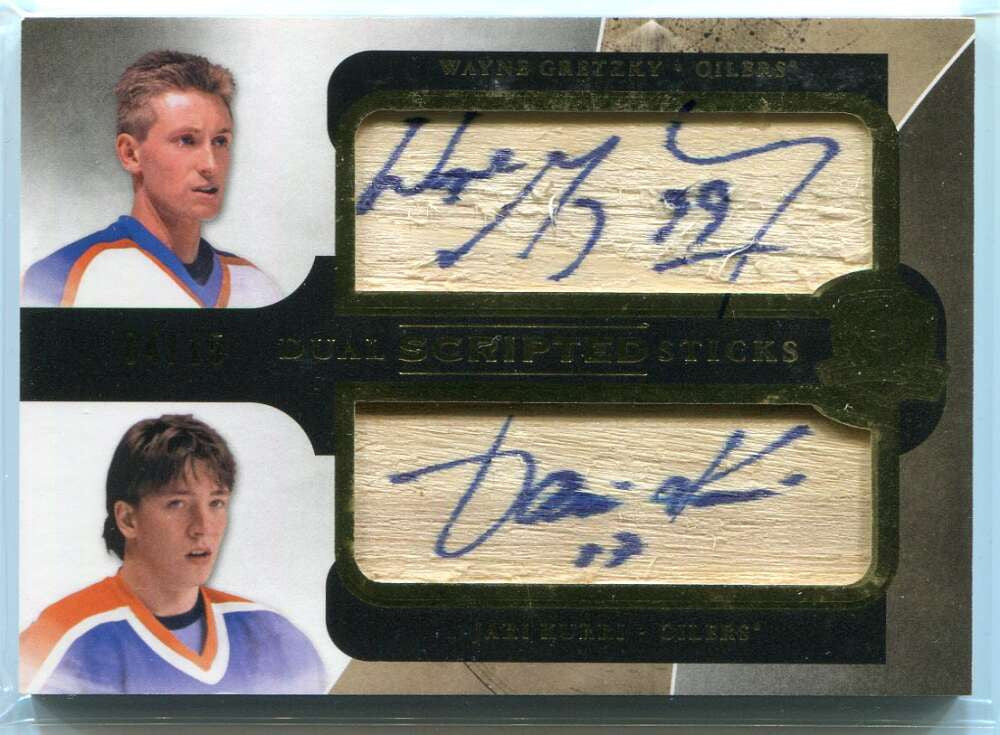 2011-12 The Cup Scripted Sticks DSKG Kurri Wayne Gretzky Dual Stick Auto 4/15