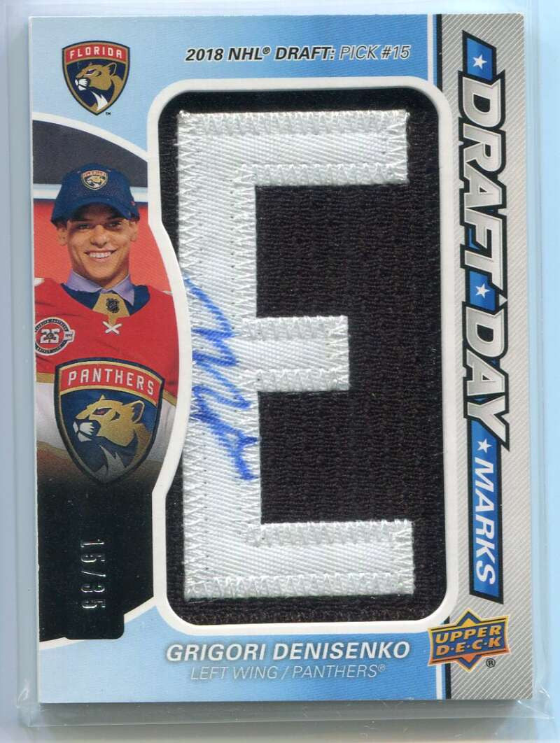 DELETE 136119 2021-22 SP Game Used Draft Day Grigori Denisenko Rookie Letter Patch Auto 15/35