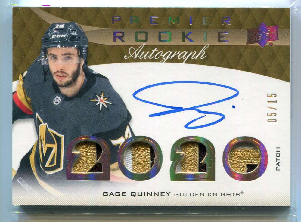 DELETE 136120 2020-21 Upper Deck Premier Autographs Gage Quinney Rookie Quad Patch Auto 5/15