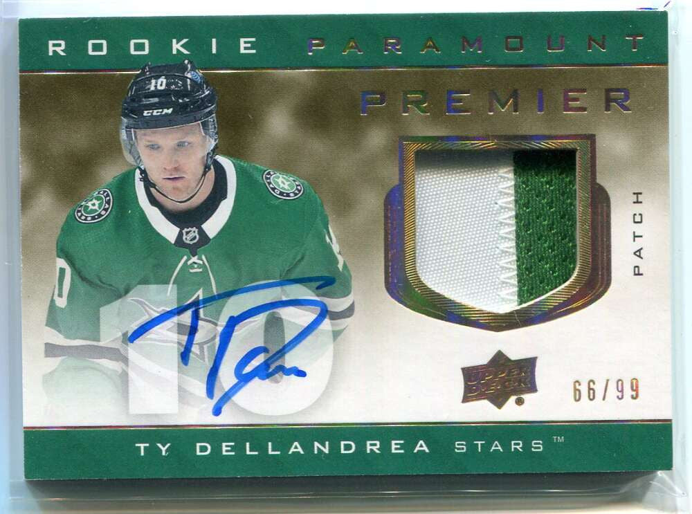 DELETE 136121 2020-21 UD Premier Paramount Autograph PTD Ty Dellandrea Rookie Patch Auto 66/99