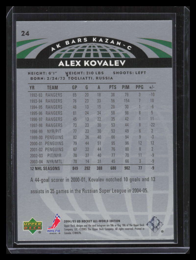 2004-05 UD All-World Gold 24 Alex Alexei Kovalev 6/50