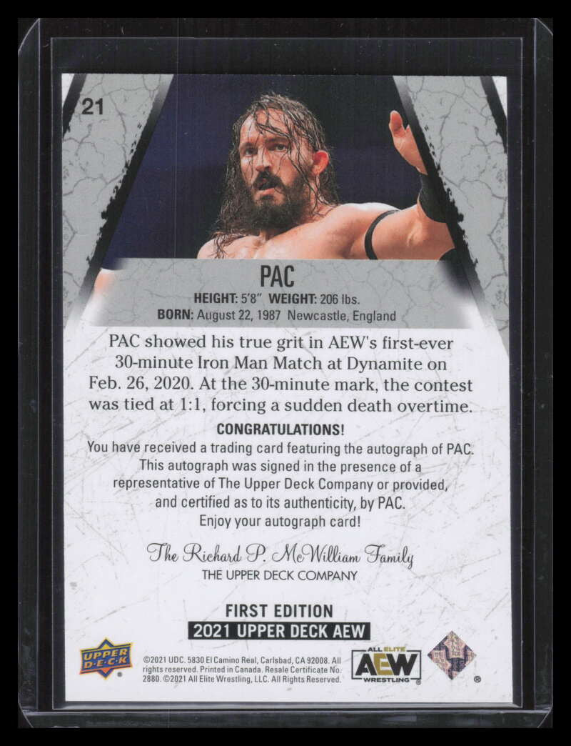 2021 Upper Deck AEW Autographs 21 PAC Auto