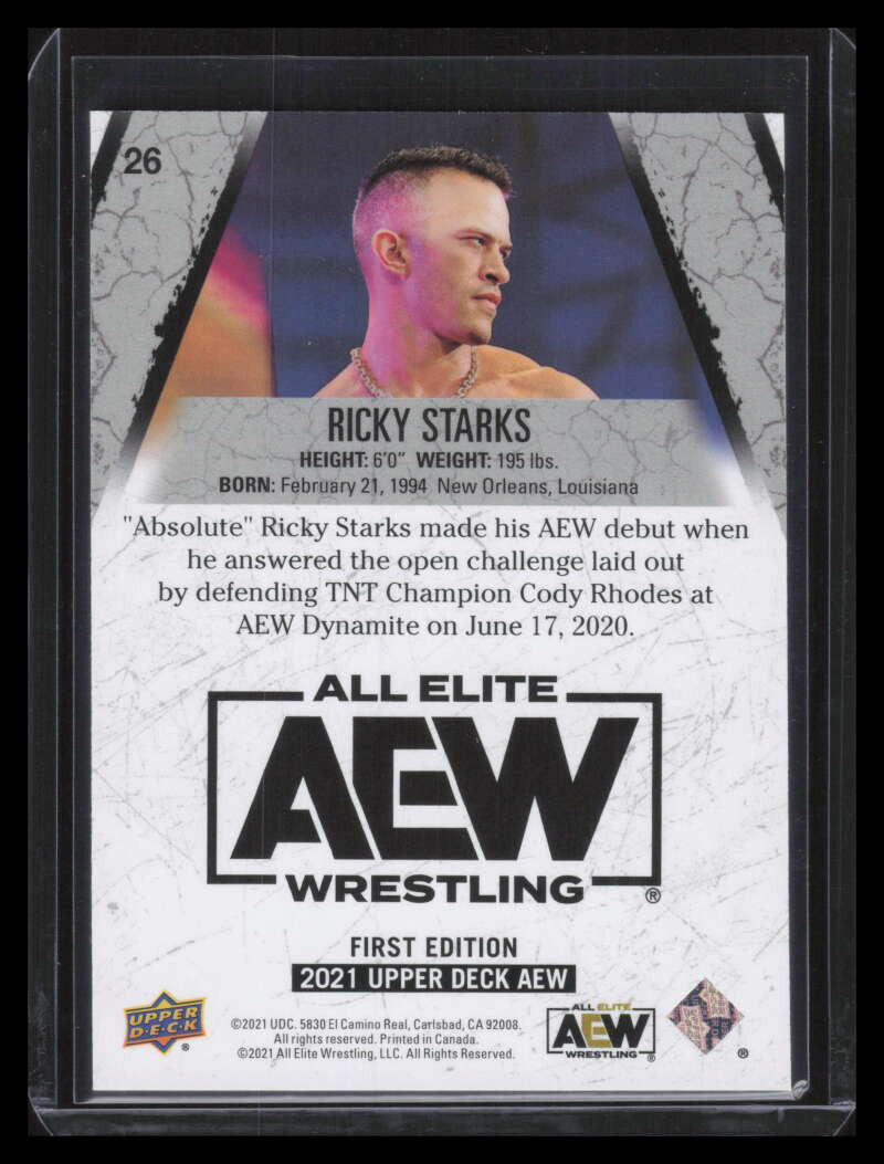 2021 Upper Deck AEW Exclusives 26 Ricky Starks Rookie 19/100