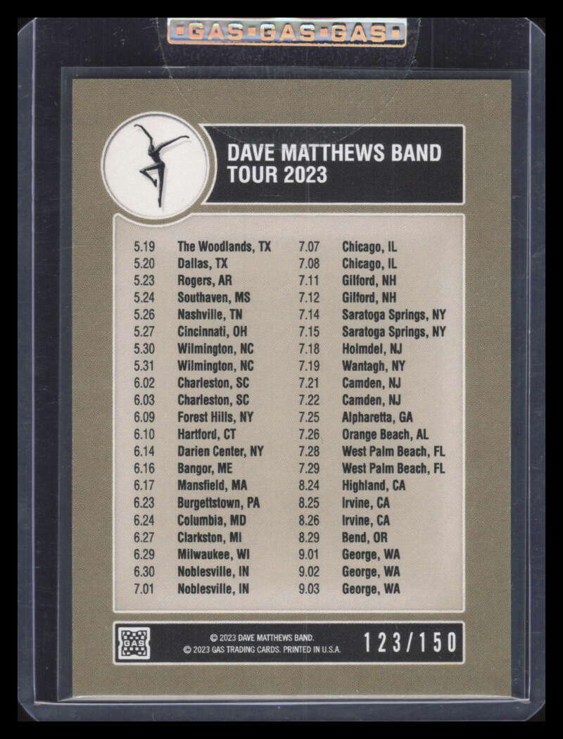 DELETE 136245 2023 Gas Dave Matthews Band PNC Bank Arts Center Poster Card 123/150