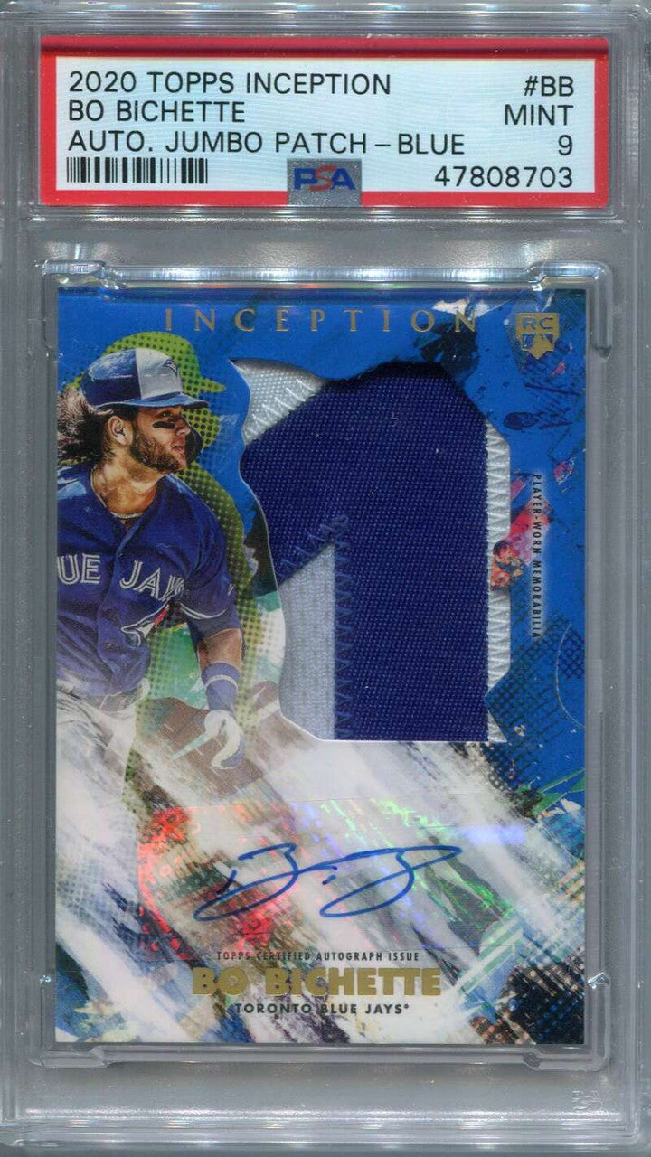 2020 Topps Inception Autographs Bo Bichette Rookie Jumbo Patch Auto 3/10 PSA 9